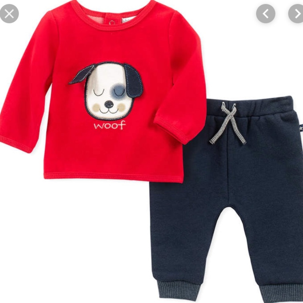 NWT $36 Absorba Woof Long Sleeve 2 Piece Set 0-3 M